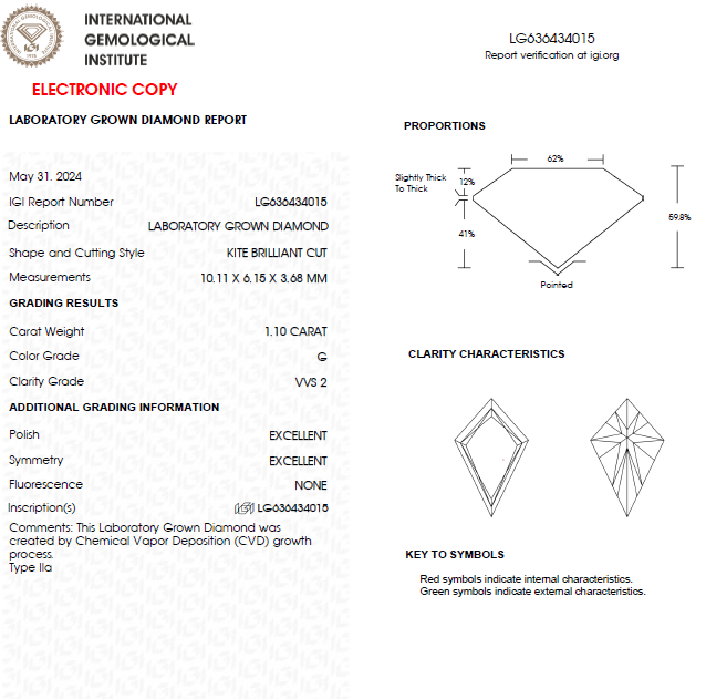 1 Carat Kite Cut Lab Grown Diamond For bezel Engagement Ring