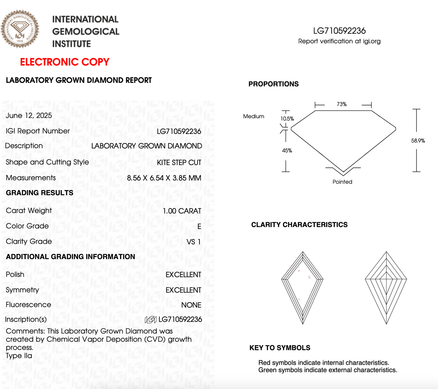 1 CT Kite Cut Lab Grown Diamond For Engagement Ring
