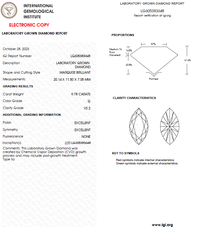 9.50 CT Marquise Lab grown Diamond For Engagement Ring