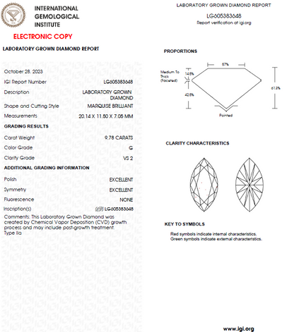 9.50 CT Marquise Lab grown Diamond For Engagement Ring