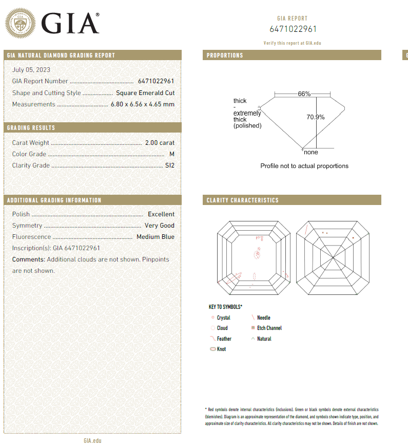 GIA 2 CT Asscher Cut Natural Diamond For Engagement Ring