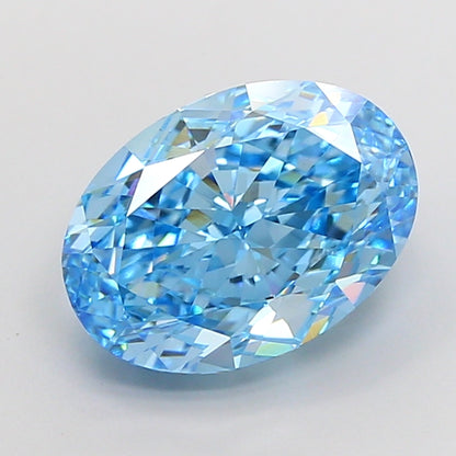 5 Carat Oval Shape Lab Created Diamond | Vivid Blue Color, VVS2 Clarity, IGI Certified
