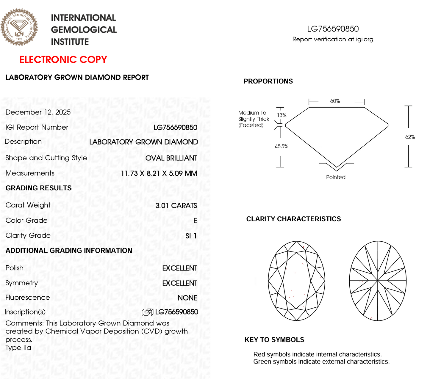 3 CT Oval Lab Grown Diamond For Engagement Ring