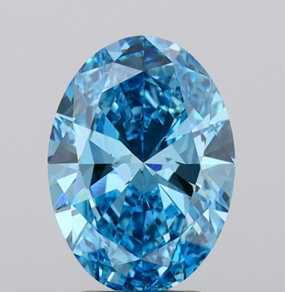 3 CT Oval Vivid Blue Lab Grown Diamond For Engagement Ring