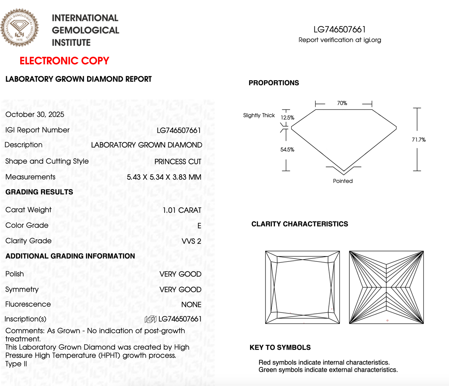 1 CT Princess Cut Lab Grown Diamond For Engagement Ring
