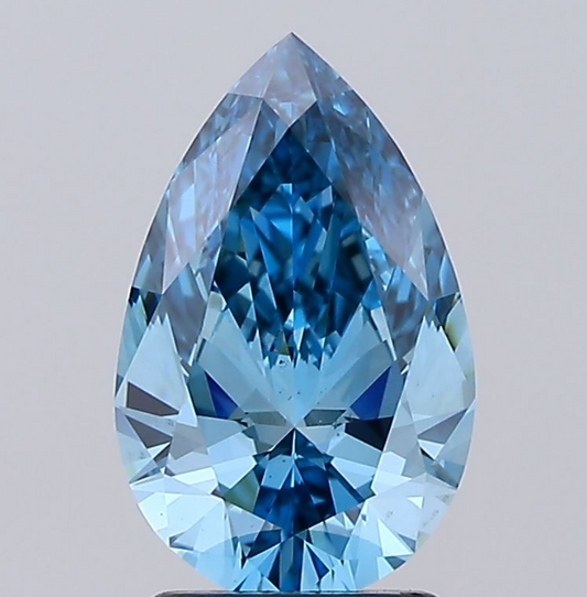 2 CT Pear Vivid Blue Lab-Created Diamond For Engagement Ring