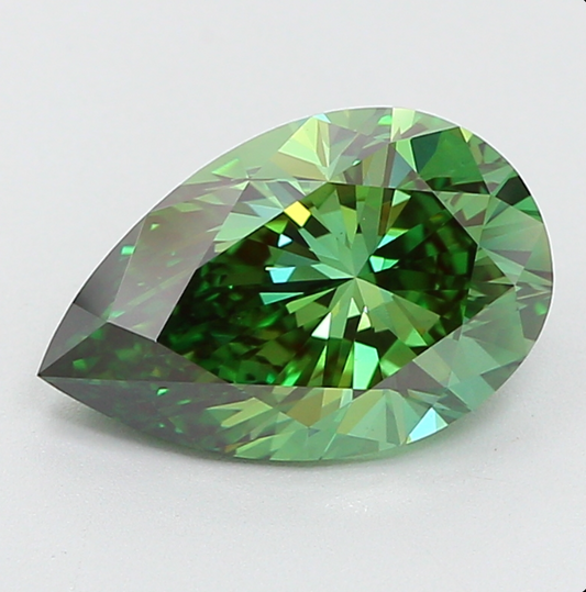 3 CT Pear Vivid Green Lab Grown Diamond For Engagement Ring