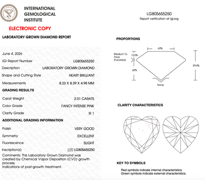 2 CT Pink Heart Cut Lab Grown Diamond For Engagement Ring