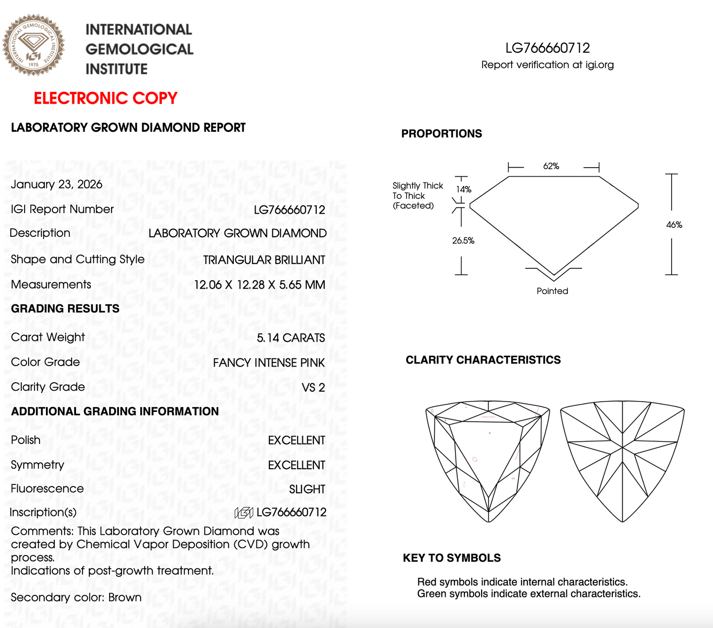 5 CT Pink Triangle Cut Lab Grown Diamond For Engagement Ring