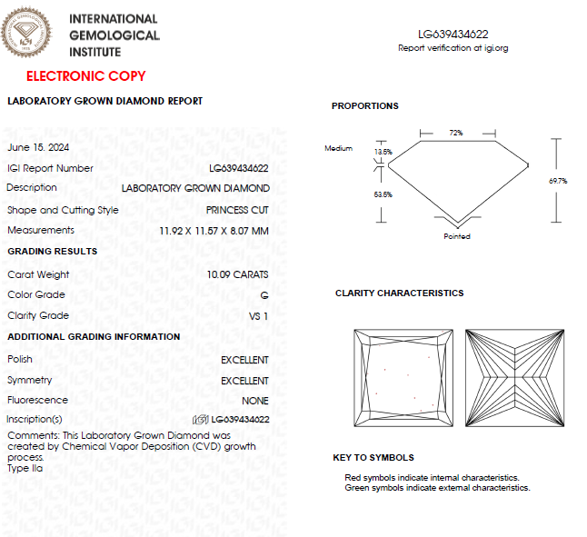 10 CT Princess Cut Lab-Created Diamond For Engagement Ring