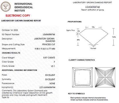 5.50 CT Princess Cut Lab Grown Diamond For Engagement Ring