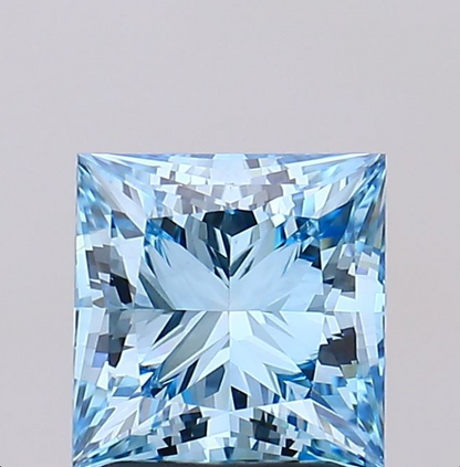 2 CT Princess Cut Vivid Blue Lab Grown Diamond For Engagement Ring