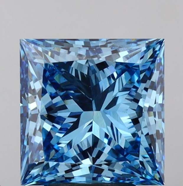 4 CT Princess Cut Vivid Blue Lab Grown Diamond For Engagement Ring