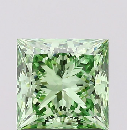 1 CT Princess Cut Vivid Green Lab Grown Diamond For Engagement Ring