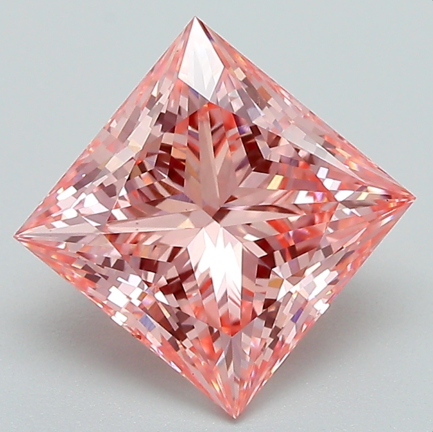 3 CT Princess Cut Vivid Pink Lab Grown Diamond For Engagement Ring