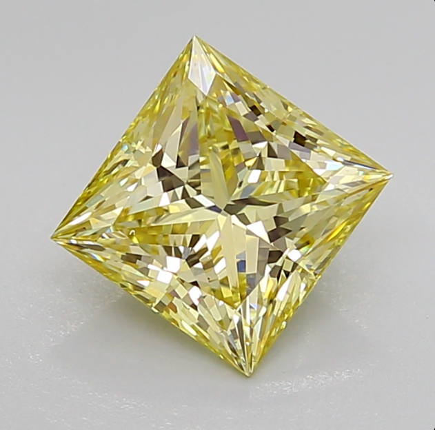 2 CT Princess Cut Vivid Yellow Lab Grown Diamond For Engagement Ring