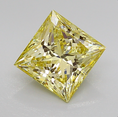 2 CT Princess Cut Vivid Yellow Lab Grown Diamond For Engagement Ring