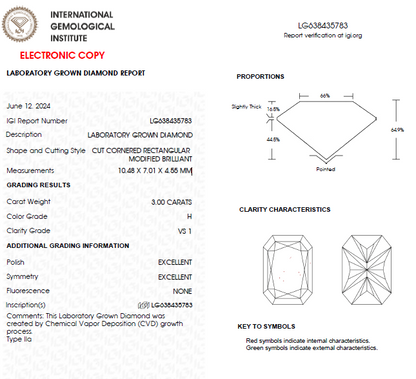 3 CT Radiant Cut Lab Grown Diamond For Engagement Ring