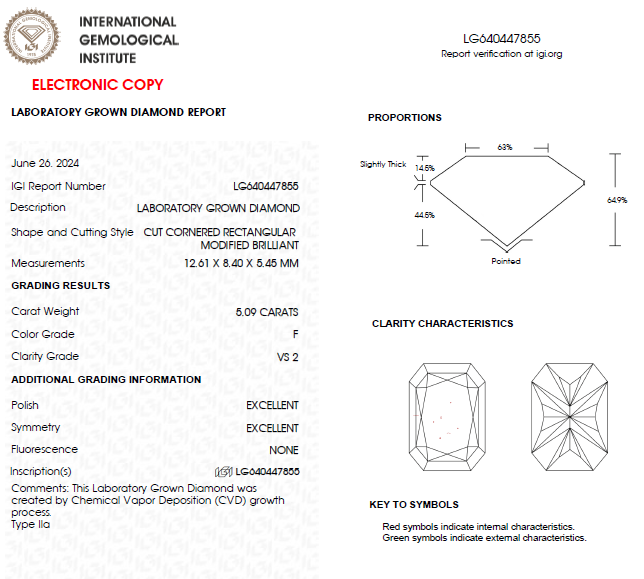 5 CT Radiant Cut Lab Grown Diamond For Engagement Ring