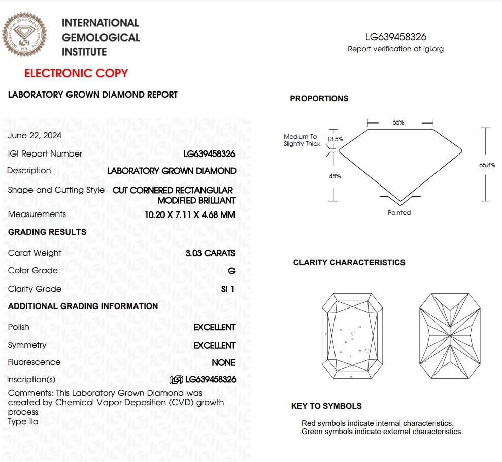 3 CT Radiant Cut Lab Grown Diamond For Engagement Ring