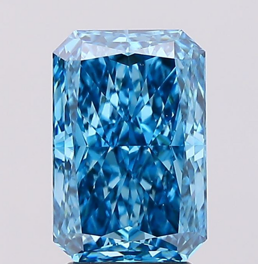 3 CT Radiant Vivid Blue Lab Grown Diamond For Engagement Ring