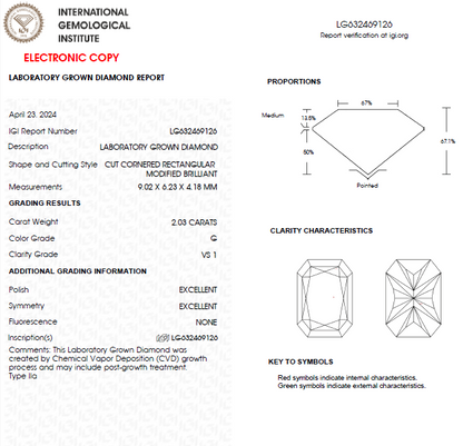 2 CT Radiant Cut Lab Grown Diamond For Engagement Ring