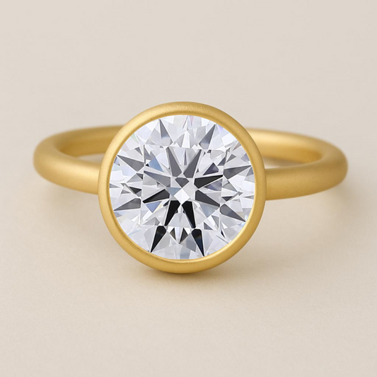 Bezel Set 5 CT Round Lab Grown Diamond Engagement Ring