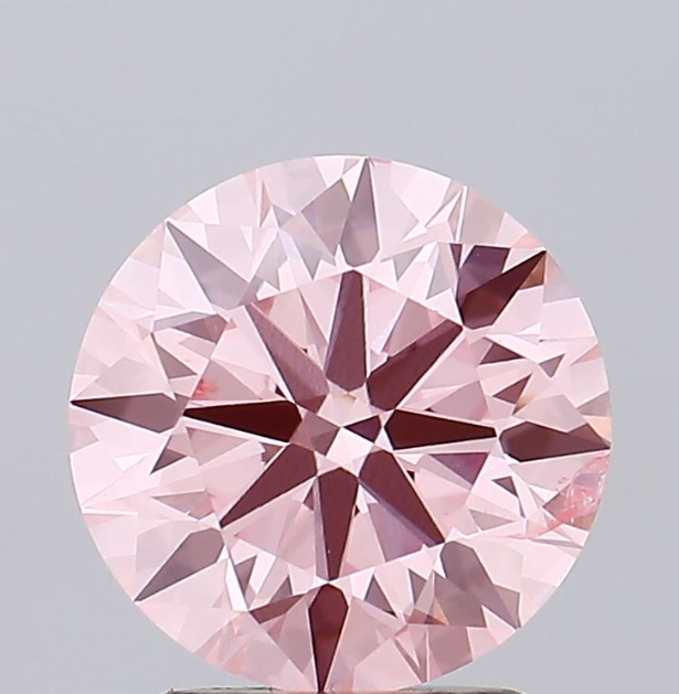 2 CT Round Vivid Pink Lab Grown Diamond For Engagement Ring