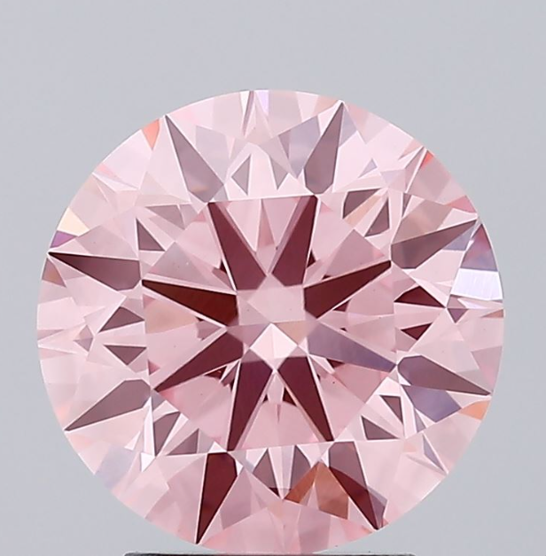 3 CT Round Vivid Pink Lab Grown Diamond For Engagement Ring