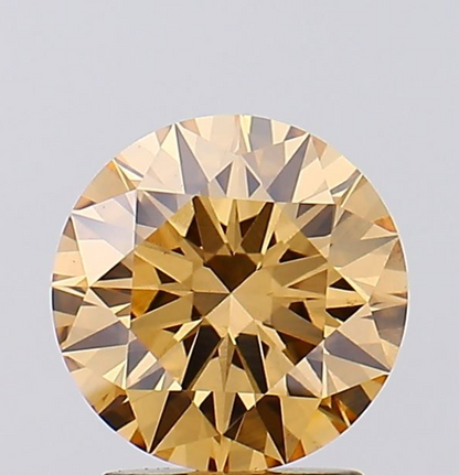 2 CT Round Yellowish Brown Lab Grown Diamond For Engagement Ring