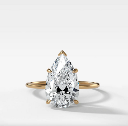 3.50 CT Pink Pear Cut Lab Grown Diamond 18kt yellow solid gold ring