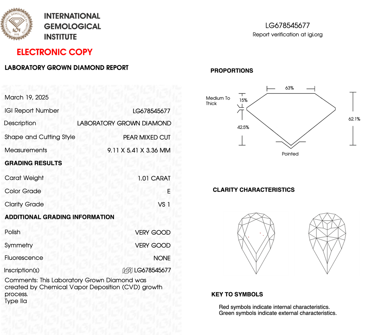 1 CT Unique Pear Lab Grown Diamond For Engagement Ring