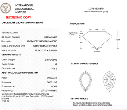 2 CT Unique Pear Lab Grown Diamond For Engagement Ring