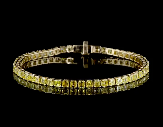 8 CT Yellow Asscher Cut Lab Grown Diamonds Tennis Bracelets