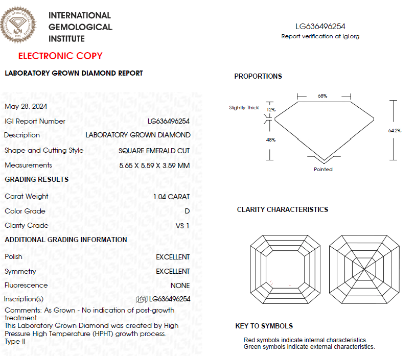 1 CT Asscher Cut Lab Grown Diamond For Engagement Ring