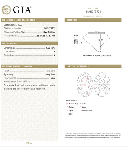 GIA 1 Carat Oval Natural Diamond For Engagement Ring