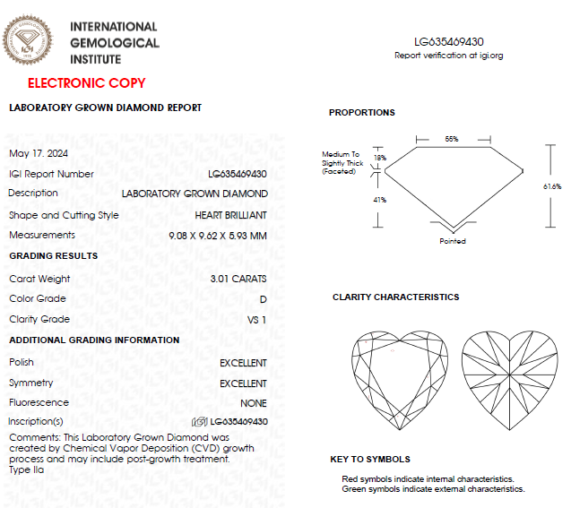 3 CT Heart Cut Lab Grown Diamond For Engagement Ring