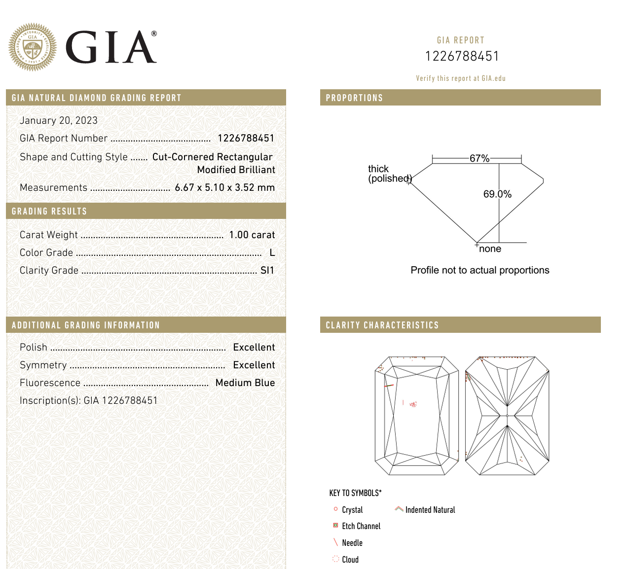 GIA 1 CT Radiant Cut Natural Diamond For Engagement Ring