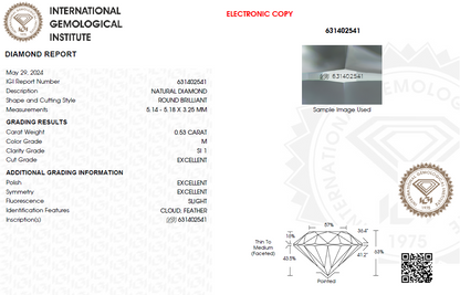 IGI Certified Round Natural Diamond For Engagement Ring