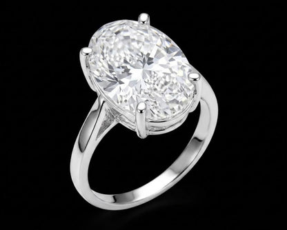 8 CT Oval Lab Grown Diamond Silver Ring