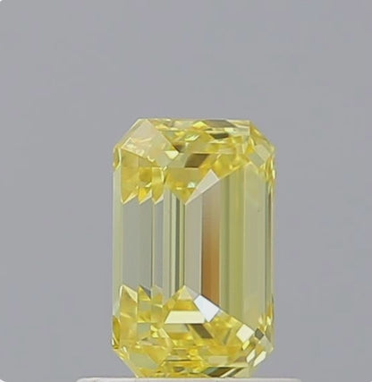 1 CT Emerald Cut Yellow Lab Grown Diamond For Engagement Ring